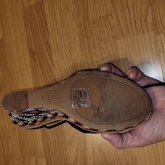 Cabi Womens Isla Wedge Espadrille Sandals Ankle Wrap Navy Suede Boho Size 6 - Picture 11 of 11